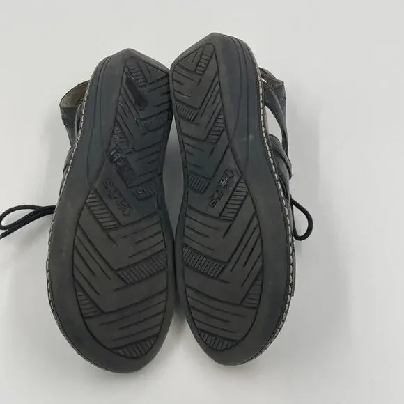 Taos Sandals Women 7 Black Ghilbert Leather Comfort Lace Up Outdoor Active Wedge - Picture 13 of 13